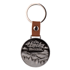 METAL & LEATHER DOUBLE SIDED KEYCHAIN