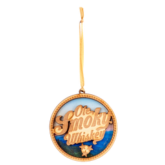 WHISKEY LOGO MOUNTAINS WOODEN ORNAMENT