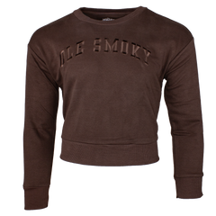 TERRY CROP CREWNECK - CHOCOLATE BROWN