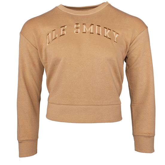 TERRY CROP CREWNECK - TRUE CAMEL