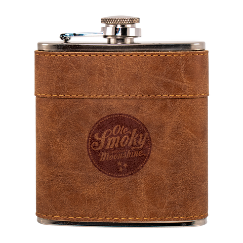BROWN LEATHER WRAPPED FLASK