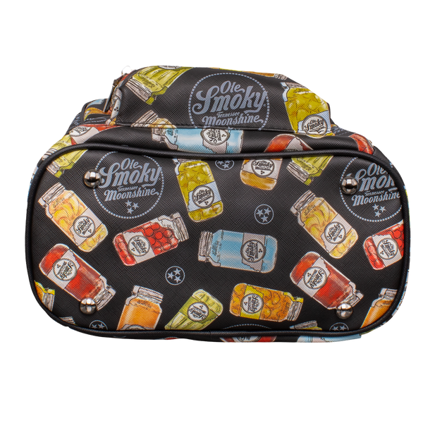 BLACK LEATHER MINI JARS BACKPACK, view 4
