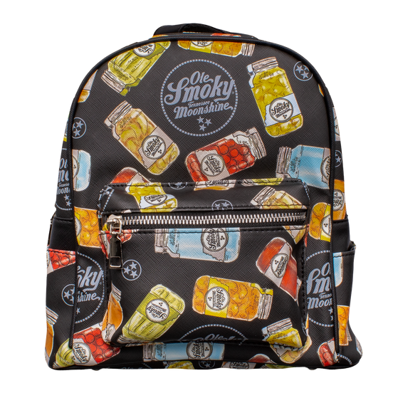 BLACK LEATHER MINI JARS BACKPACK view 1
