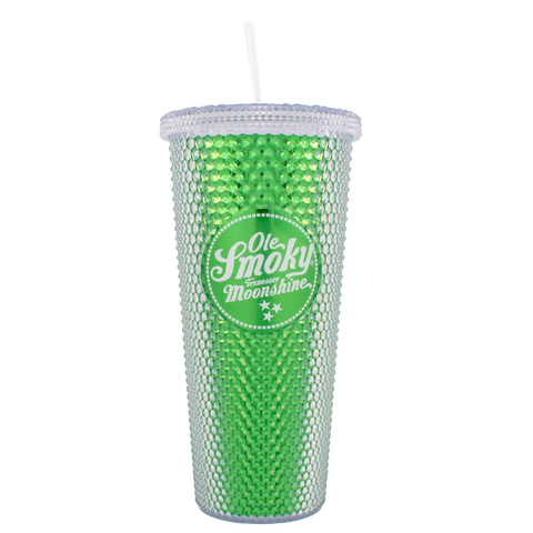 24oz METALLIC STUDDED TUMBLER - Green