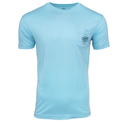 DISTRESSED POCKET TEE - SKY