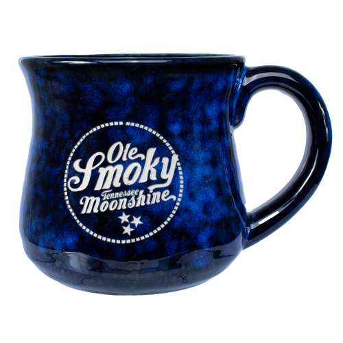 GLAZED POTTERY MUG - BLUE/BLACK