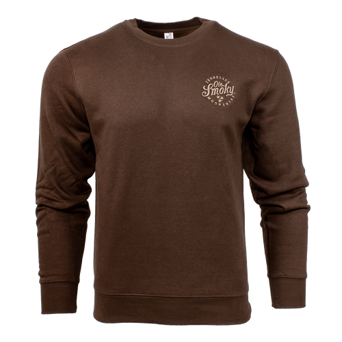 EMBROIDERED FLEECE CREWNECK - CHESTNUT