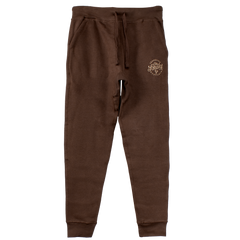 EMBROIDERED FLEECE JOGGERS - CHESTNUT