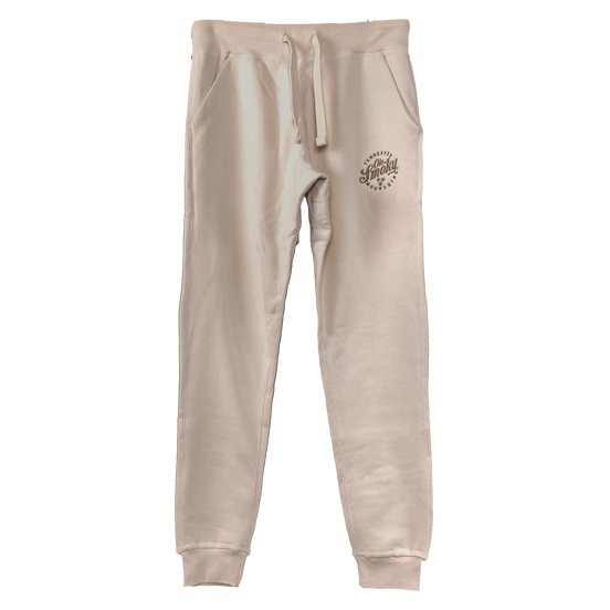 EMBROIDERED FLEECE JOGGERS - SANDSHELL