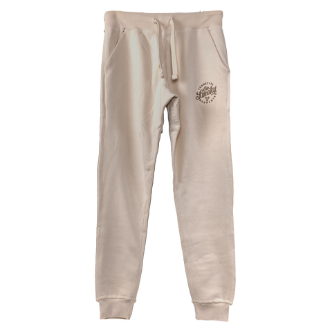 EMBROIDERED FLEECE JOGGERS - SANDSHELL