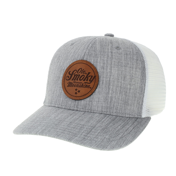 MOONSHINE LEATHER PATCH LOGO HAT - GREY/WHITE