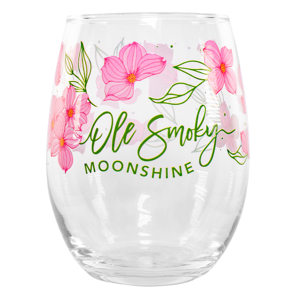 PINK DOGWOODS STEMLESS WINE GLASS