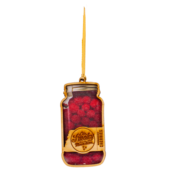 WOODEN CHERRIES JAR ORNAMENT