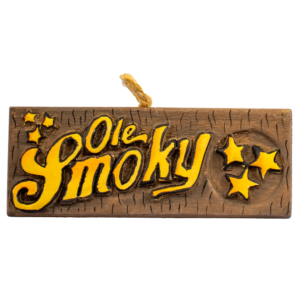 HAND CARVED WOOD SIGN ORNAMENT