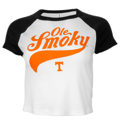 UT SCRIPT RAGLAN CROP TEE