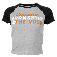 UT SHINE AND VOLS RAGLAN CROP TEE