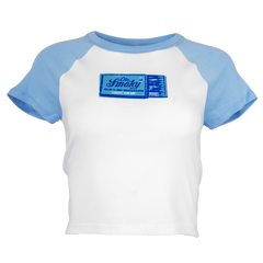 BLUE FLAME MATCHBOOK RAGLAN CROP TEE