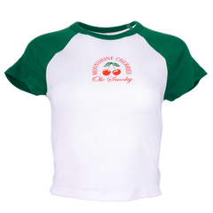 CHERRIES RAGLAN CROP TEE