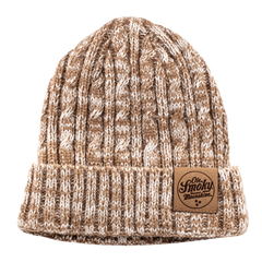 LATTE BEANIE WITH SUEDE PATCH