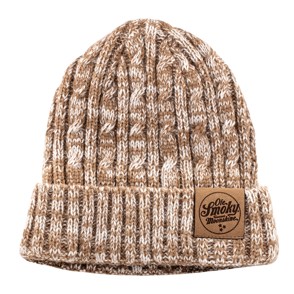 LATTE BEANIE WITH SUEDE PATCH