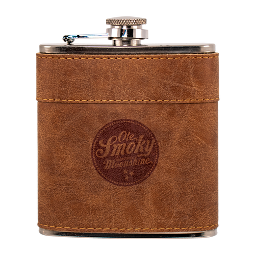 BROWN LEATHER WRAPPED FLASK
