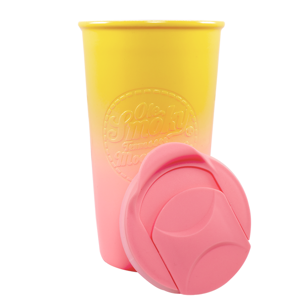 YELLOW AND PINK DEEP ETCH TUMBLER