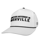 NASHVILLE WHISKEY HITS DIFFERENT WHITE/BLACK HAT