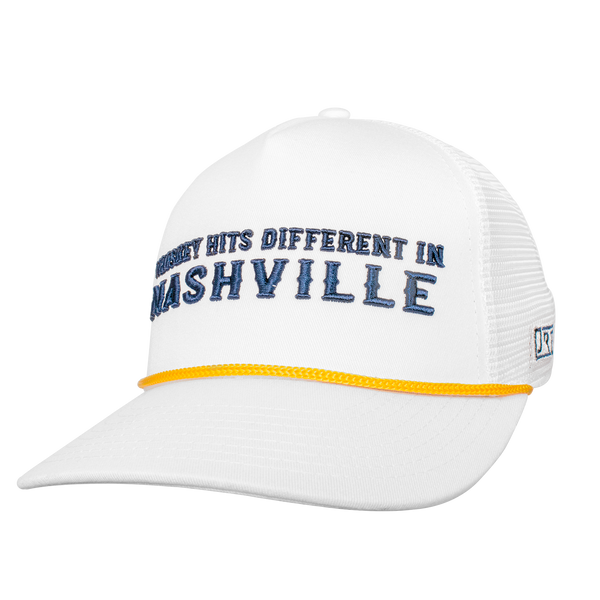 NASHVILLE WHISKEY HITS DIFFERENT WHITE/Navy HAT