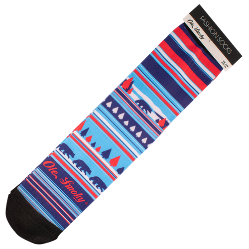 RED AND BLUE SCENIC BEAR SOCKS