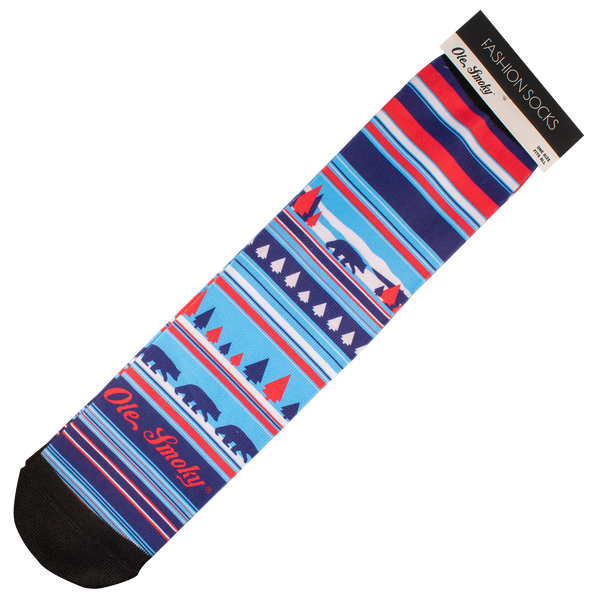 RED AND BLUE SCENIC BEAR SOCKS